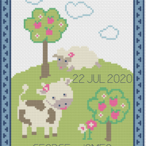 Baby shower bleu cross stitch carte kit par florashell